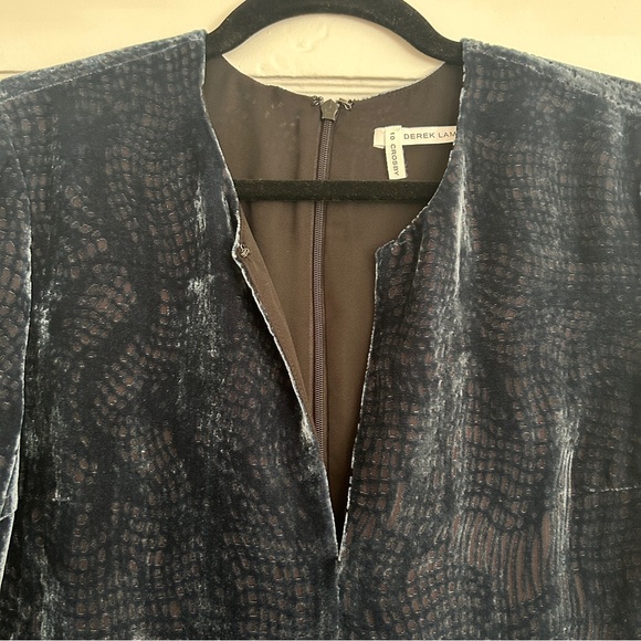 Derek Lam 10 Crosby Sapphire Velvet Devore Shift Long Sleeve Dress - Picture 8 of 12